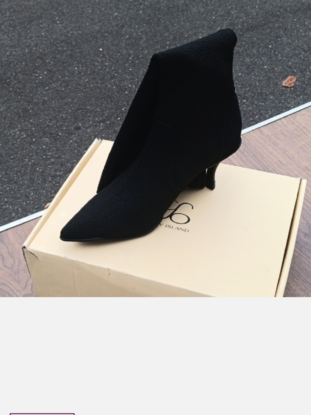 Women's Black Pointed Sock Booties with Kitten Heel